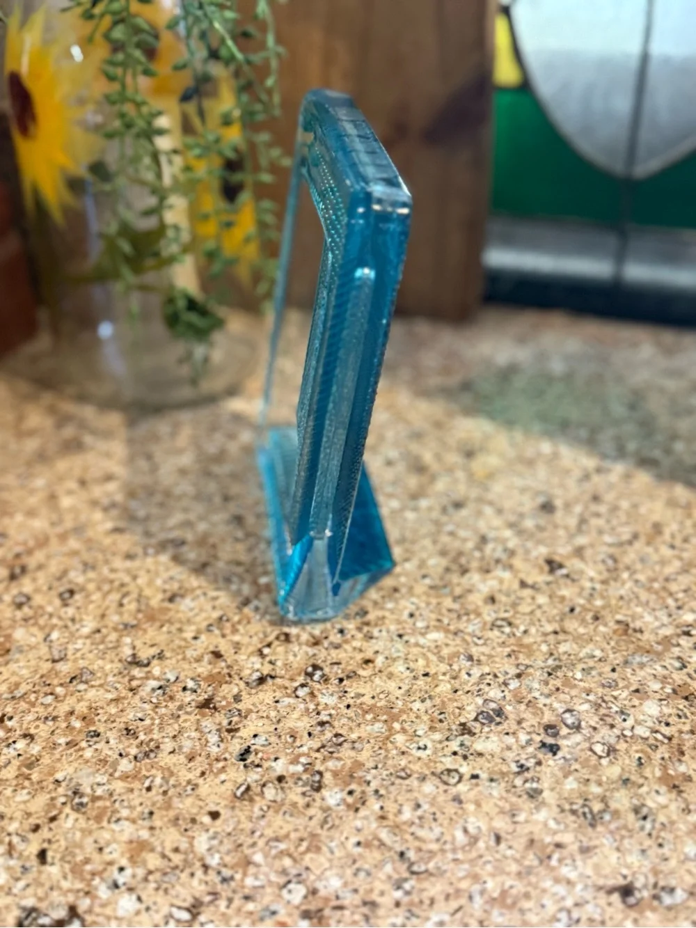 Vintage  4” x 5” Aqua Blue Textured Glass Frame|